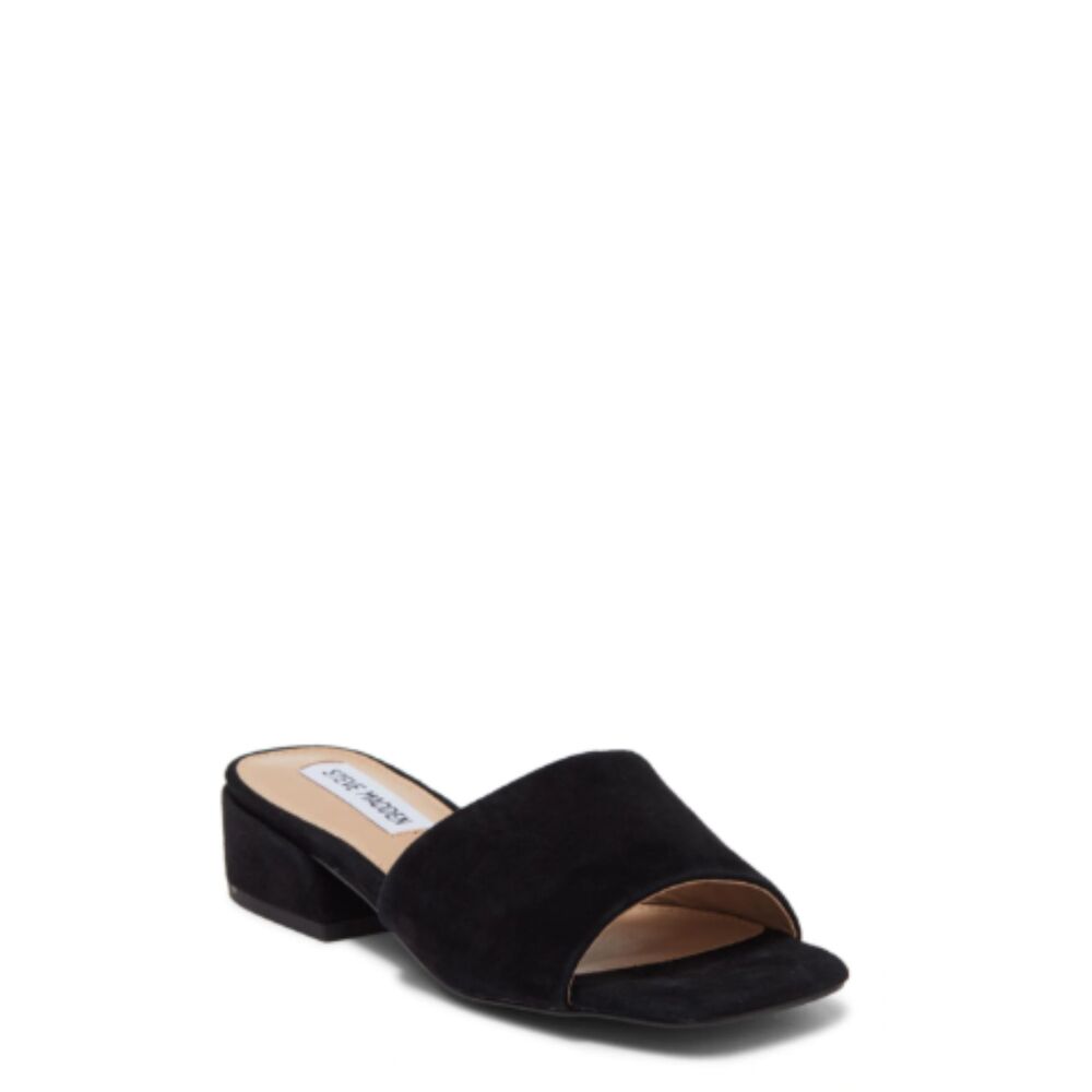 Steve Madden Amir Black Flat Slides Women 10 Quiet Luxury Minimalist